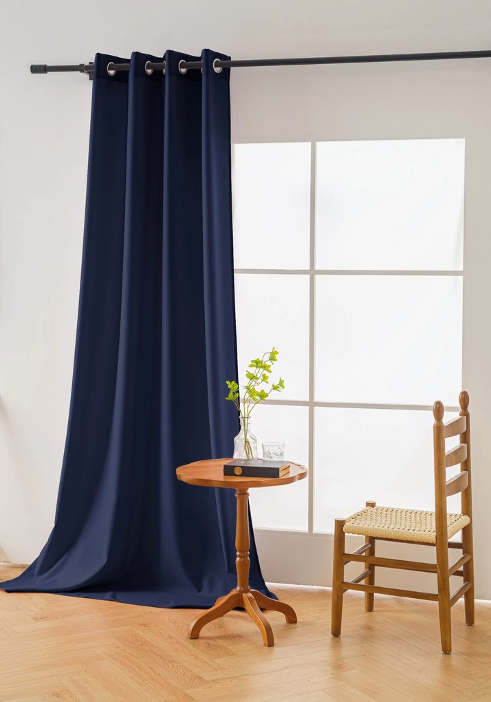 Függöny OXFORD LIGHT 140x250 cm, sötétkék Felfüggesztés: Fém gyűrűk