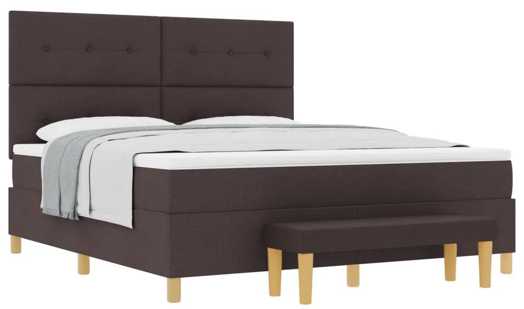 Boxspring Ágy Mattal és Pad Dark Brown 180x200 cm Szövet