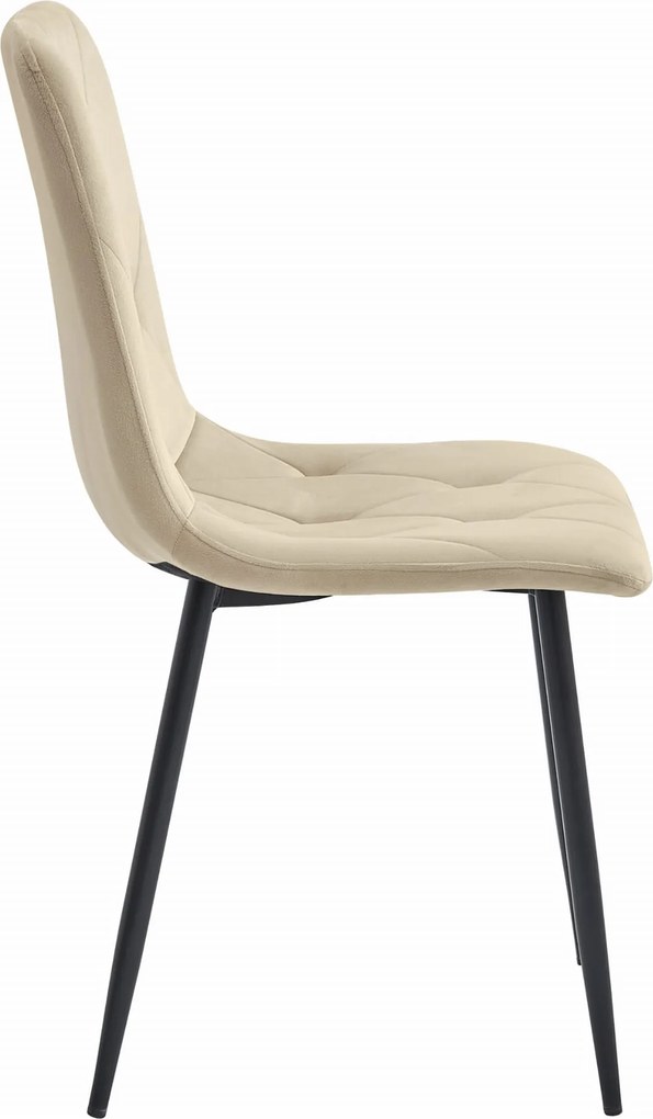 AKCIÓ Világos bézs bársony étkezőszék LIBRA fekete lábakkal II. osztály