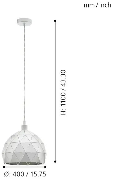 Eglo 97854 - Csillár zsinóron ROCCAFORTE 1xE27/60W/230V