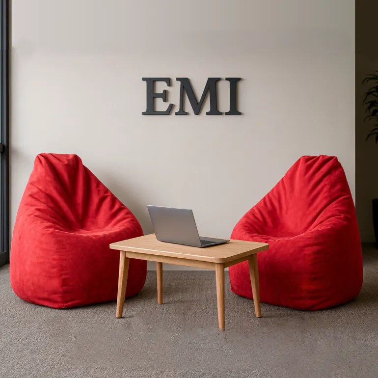 EMI Körte alakú piros színű velúr babzsákfotel