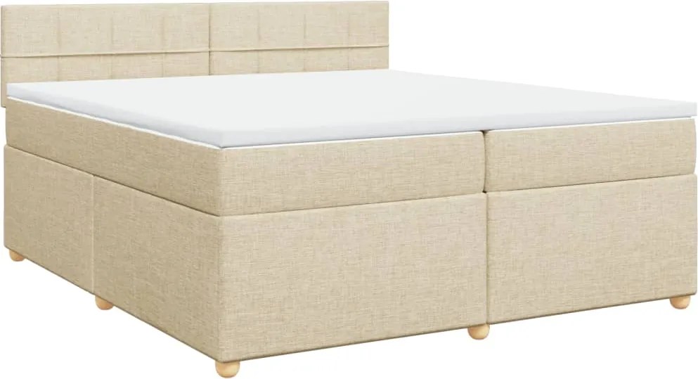 vidaXL krémszínű szövet rugós ágy matraccal 200 x 200 cm
