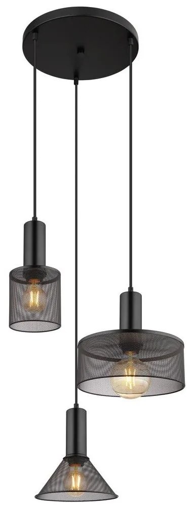 Globo 15648-3H - Csillár zsinóron JEDD 3xE27/60W/230V fekete