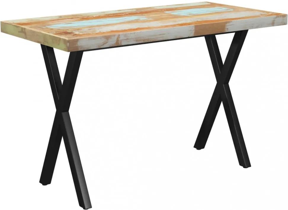 Tömör újrahasznosított fa asztal x-alakú lábakkal 120x60x77 cm