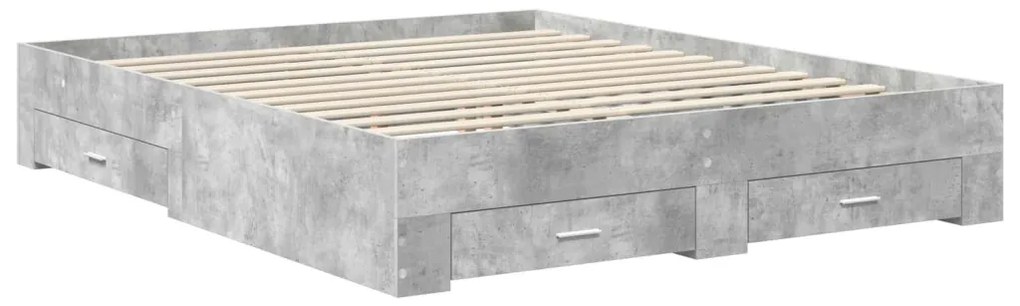 vidaXL Ágykeret fiókkal fejtámlával Beton Szürke 160 x 200 cm Faanyag