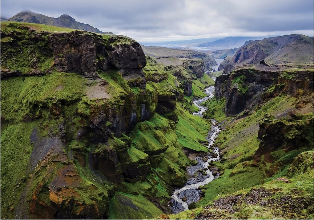 Fotótapéta Kanyon sziklás folyó vinil zöld 368x254 +ragasztó