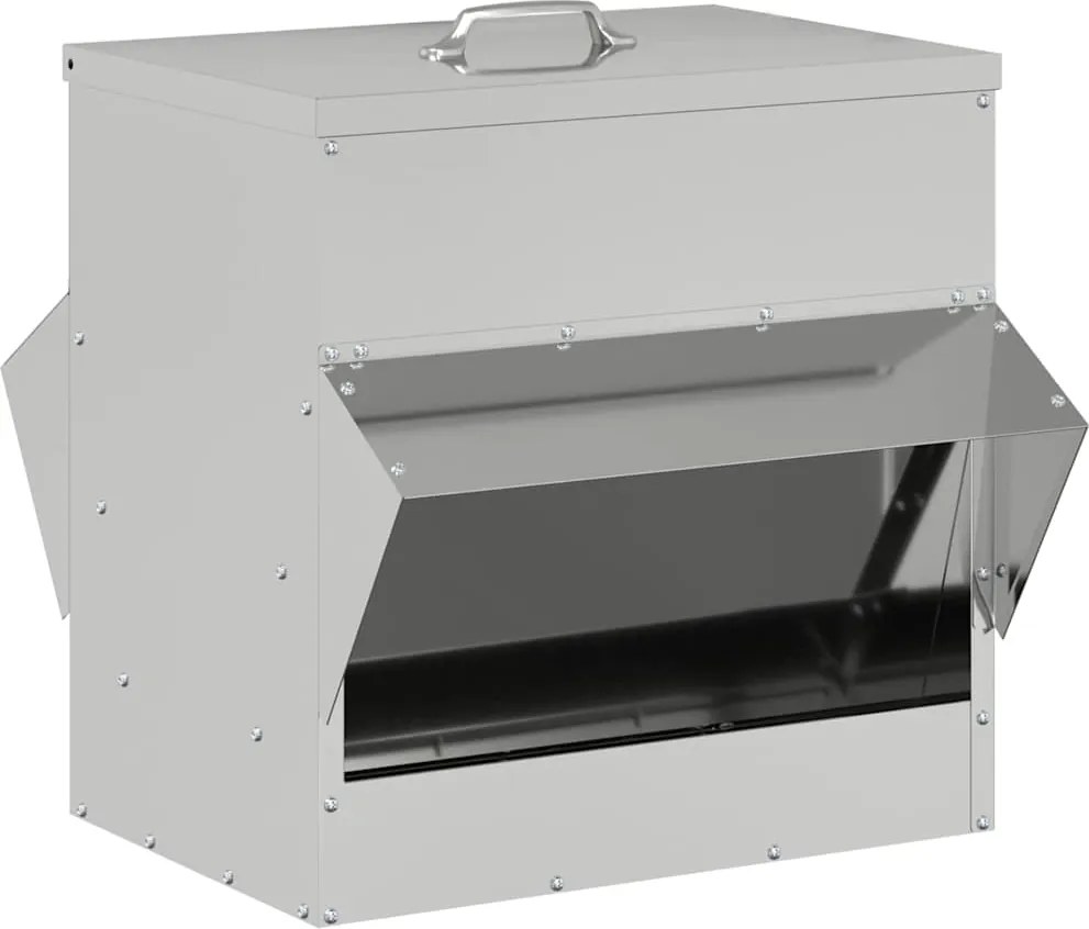 vidaXL Csirke etető Ezüst 40,5 x 45 x 41 cm Horganyzott acél