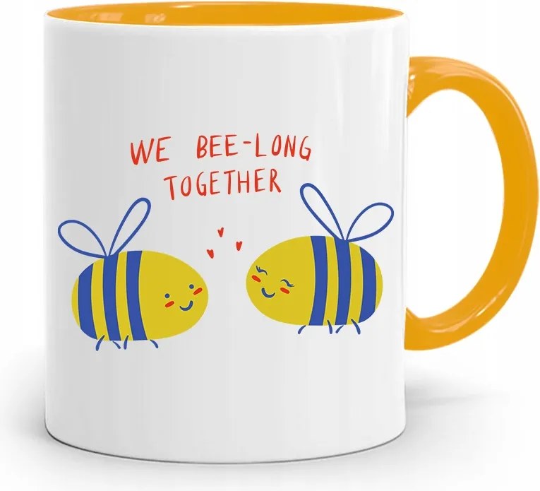 Sárga Bögre Valentin Napra We Bee Long Together fényképes nyomtatással