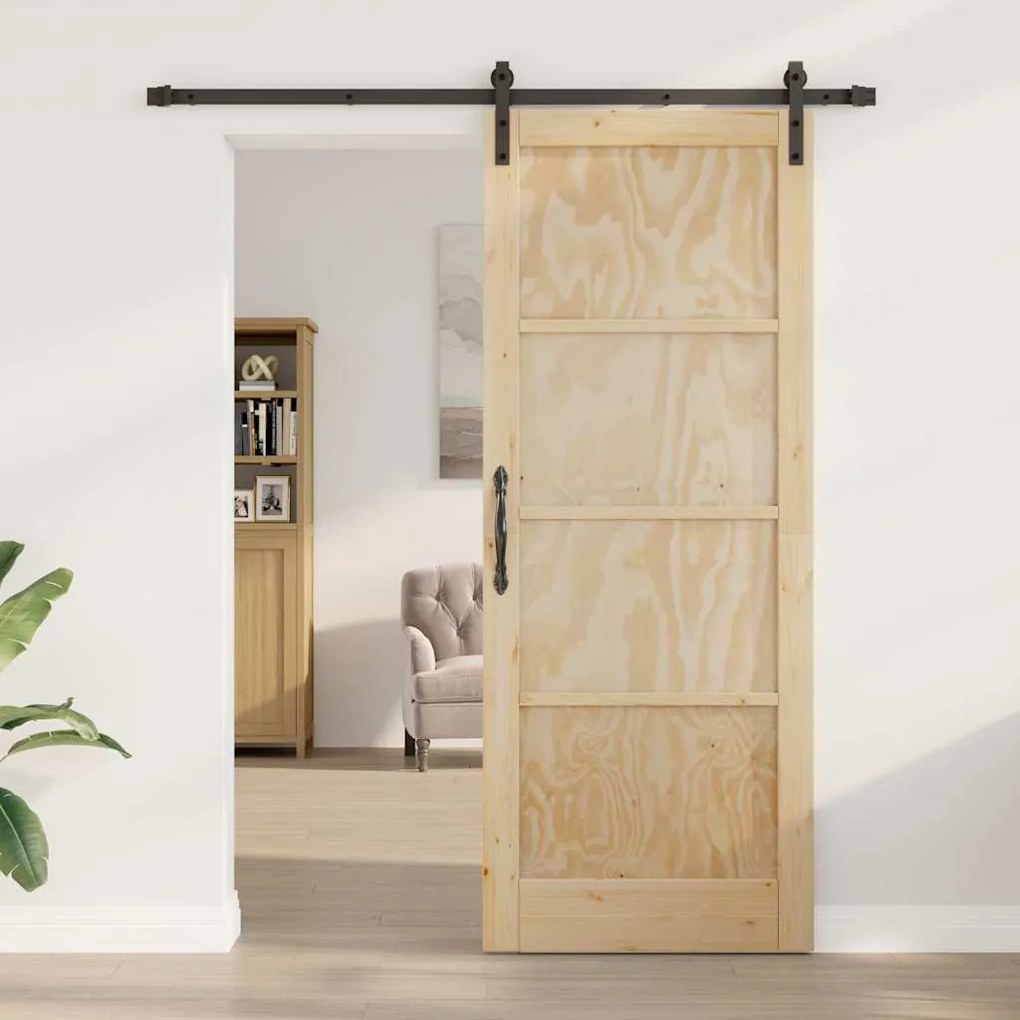 Csúszó Ajtó Természetes és fekete 83 x 211 cm