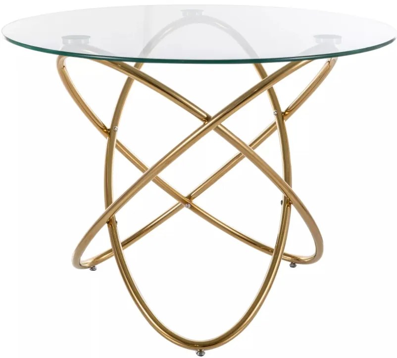 Orbit kerek étkezőasztal víztiszta/arany 100 cm