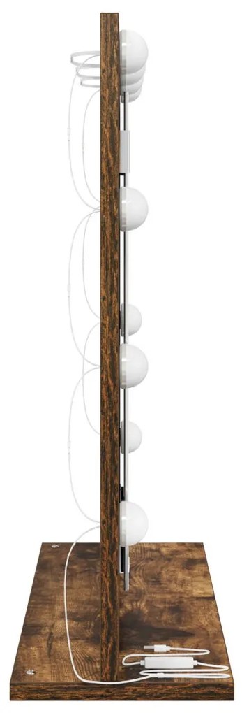 Tükör LED világítással Füstölt tölgy 60x55x18 cm