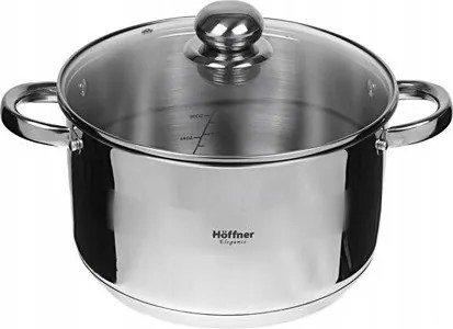 Ezüst fazék fedővel 34CM 17,7L Acél Hoffner