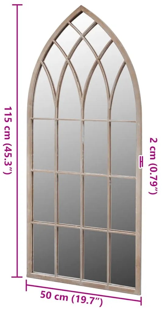 gótikus íves kerti tükör kültéri/beltéri használatra 50x115cm