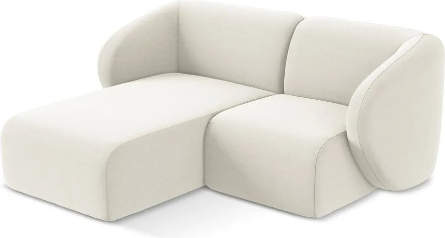 Bézs bársony sarokkanapé (bal oldali-heverő résszel) Lani – Makamii