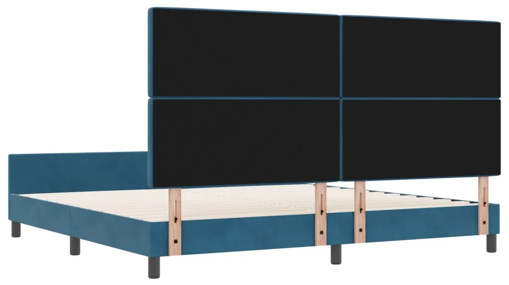 Ágykeret Sötétkék 200x200 cm Bársony