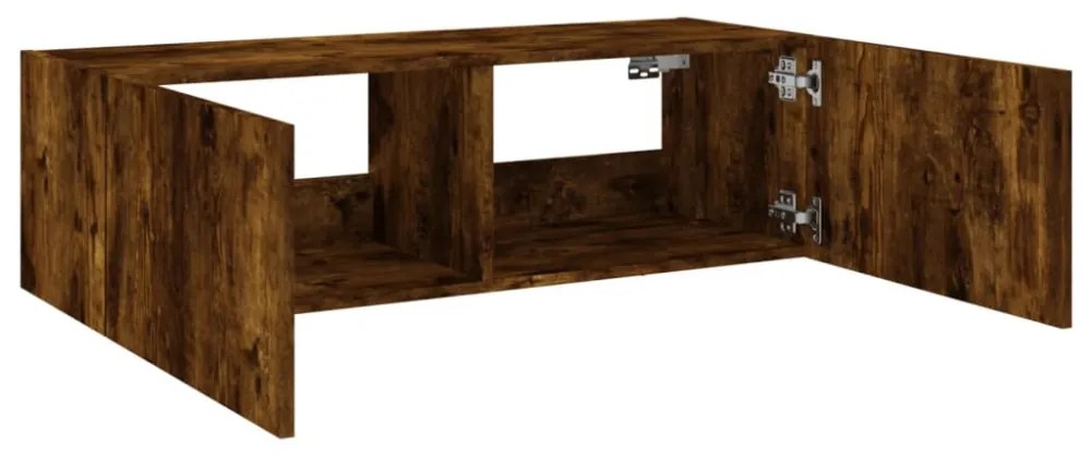 füstös tölgy színű fali TV-szekrény LED-ekkel 100 x 35 x 41 cm