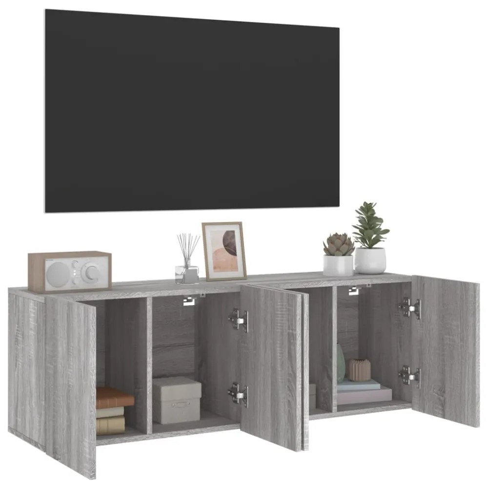 2 db szürke sonoma színű fali TV-szekrény 60 x 30 x 41cm