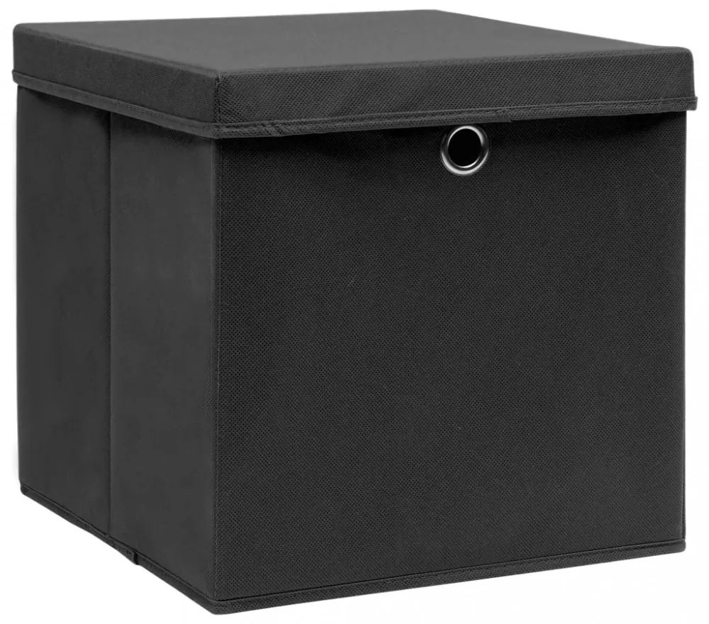 10 db fekete szövet tárolódoboz fedéllel 32 x 32 x 32 cm