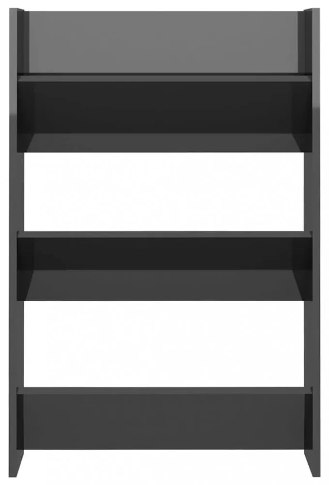 2 db magasfényű szürke szerelt fa fali cipősszekrény 60x18x90cm