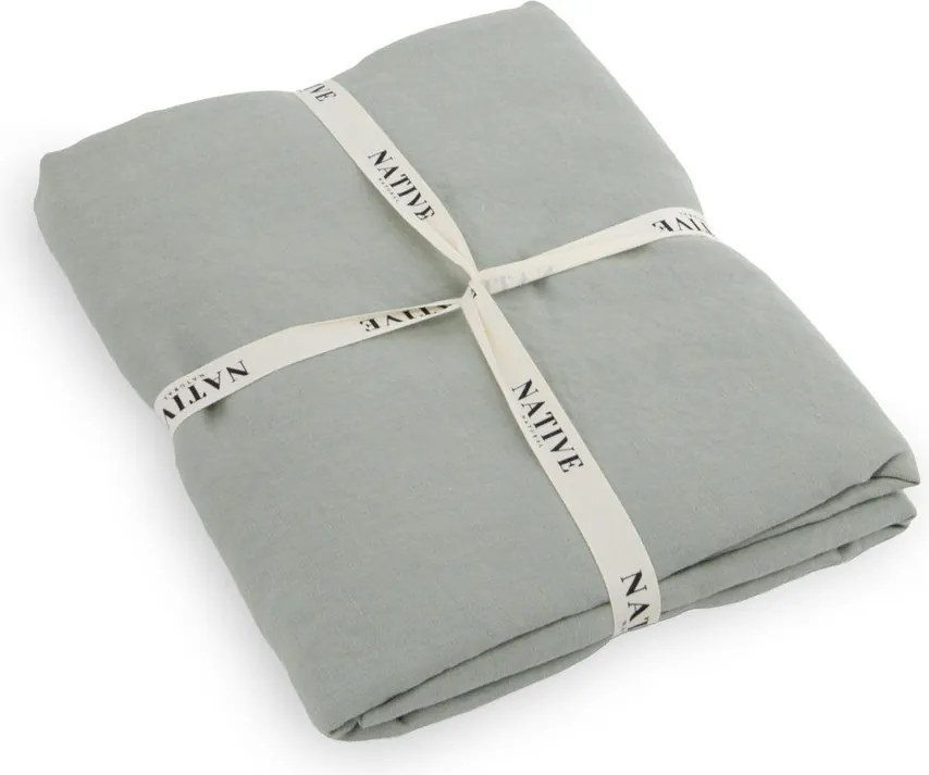 Szürkészöld egyszemélyes len ágyneműhuzat 135x200 cm Stone – Native Natural