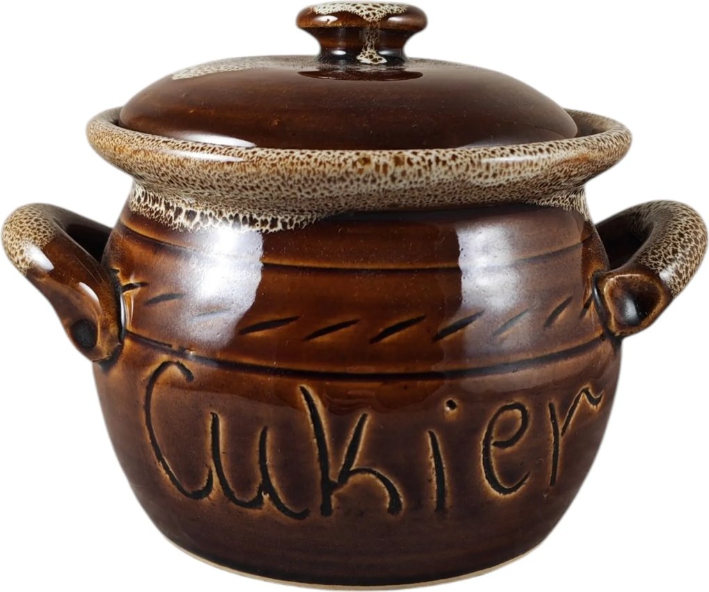 Cukortartó 0,6L-es, barna színű, fényes