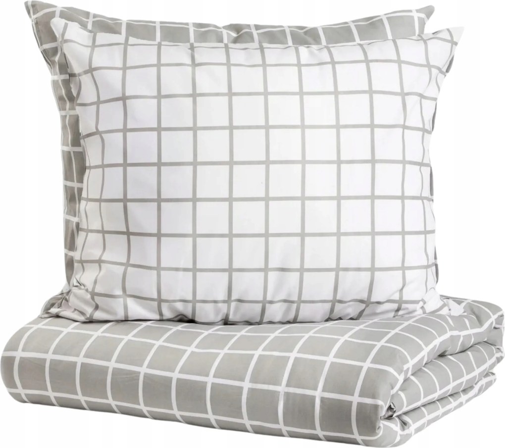 Reyes pamut ágyneműhuzat kétoldalas szürke-fehér 220x200 2*70x80 cm Homla