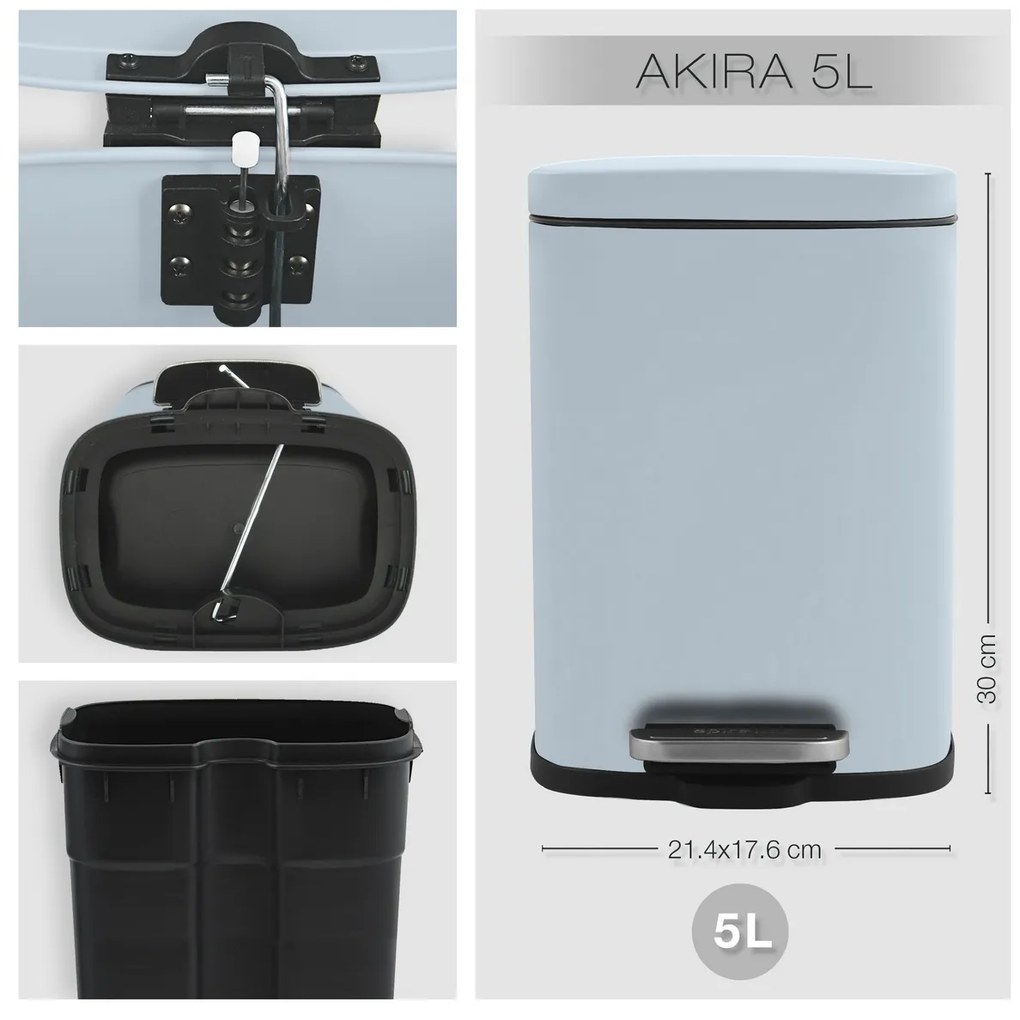 Spirella Akira 5 l-es pedálos szemetes, mattjégkék