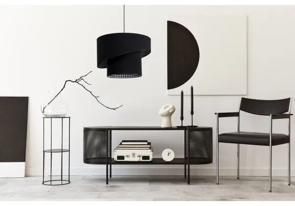 Csillár zsinóron LORI 1×E27/60W/230V ⌀ 35 cm Fekete