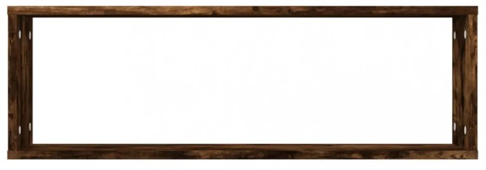 4 db füstös tölgyszínű szerelt fa fali kockapolc 80x15x26,5 cm