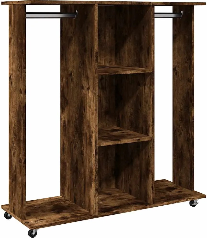 vidaXL füstös tölgy szerelt fa ruhásszekrény kerékkel 102x38x110 cm