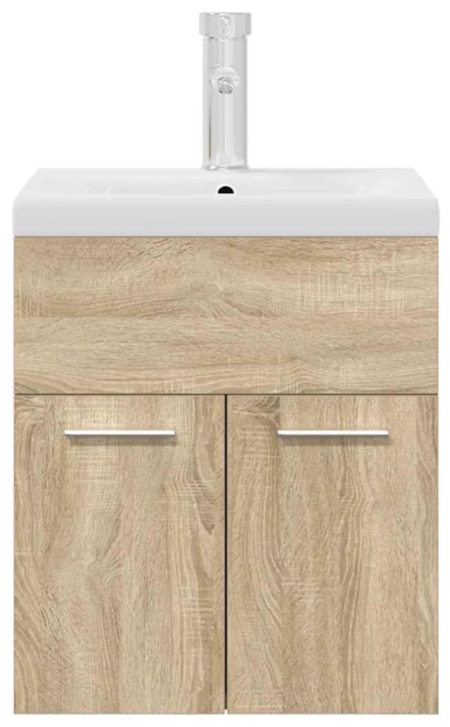 mosdószekrény beépített medencével csapteleppel Sonoma tölgyfa