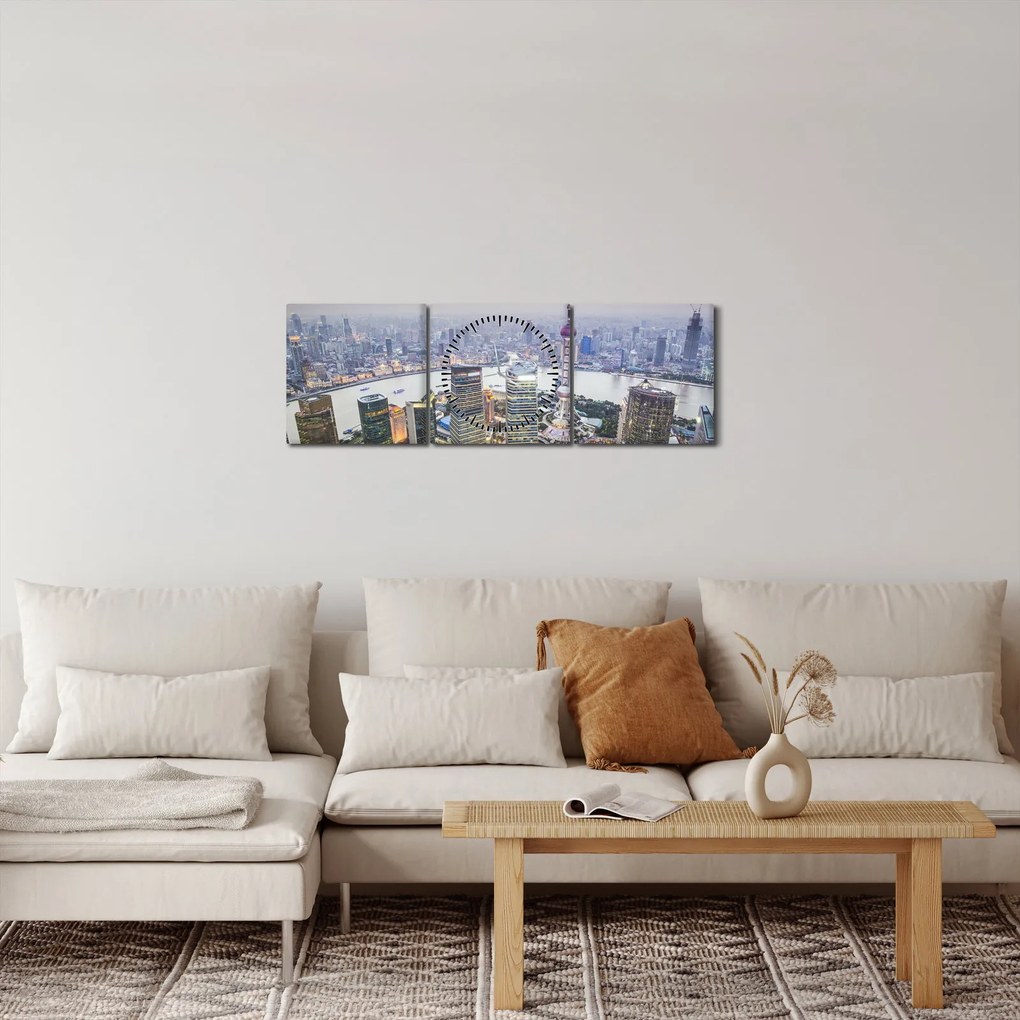 Kép - Shanghai, Kína (órával) (90x30 cm)