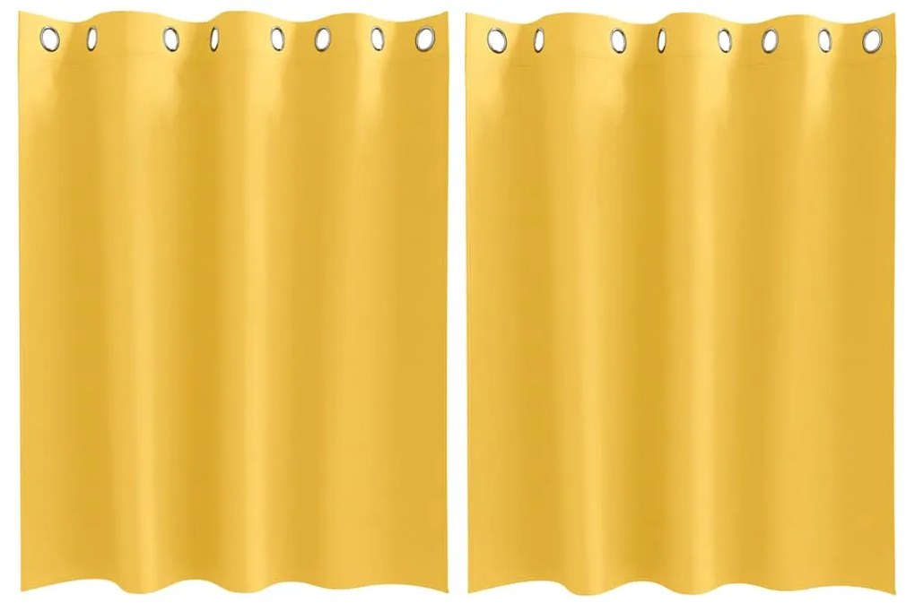 Függönyök függönyökkel 2 pcs mustársárga Poliészter