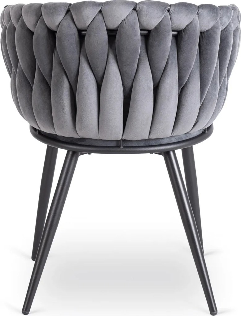 Fonott bársony szék szürke színben, ELENA