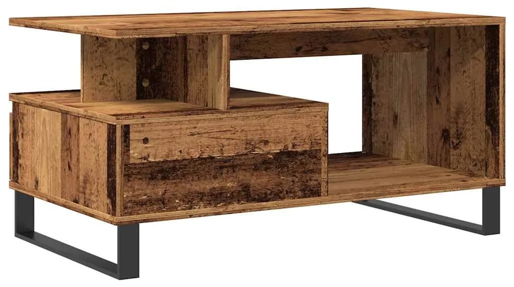 antik fa színű szerelt fa dohányzóasztal 90 x 49 x 45 cm