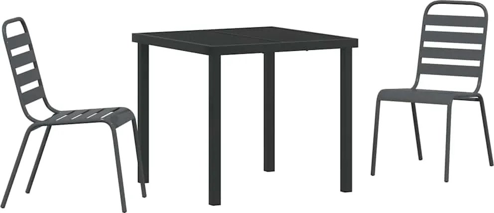 vidaXL Kert étkező szett 3 pcs Antracit Porszórt acél