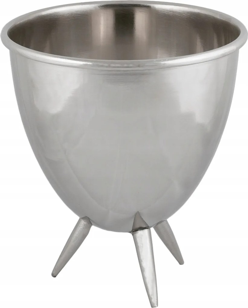 Alumínium Virágtartó ezüst fényes loft virágtartó kerek háromlábú 23cm