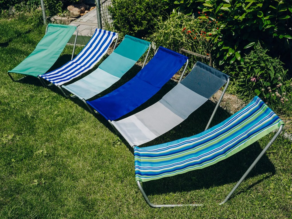 Összecsukható tengerparti napozóágy SAND, zöld csíkos