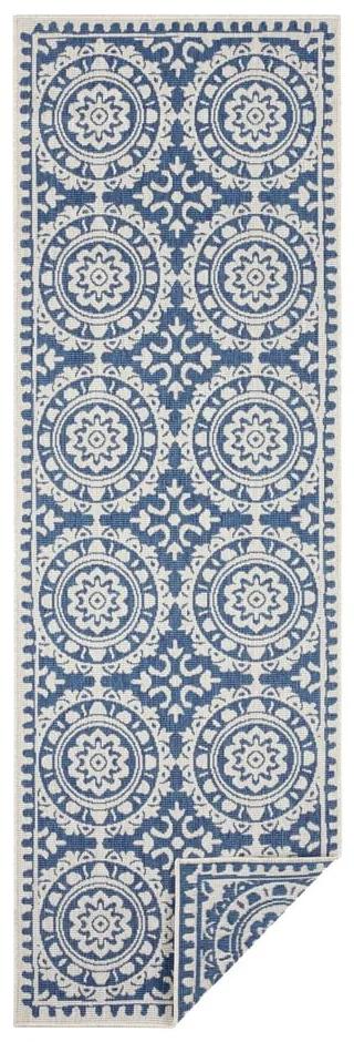Jardin kék-krémszínű kültéri szőnyeg, 80 x 250 cm - Bougari