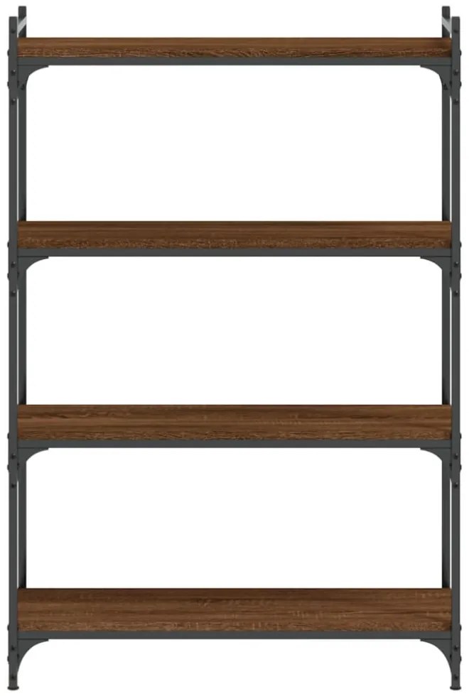 4 szintes barna tölgy színű szerelt fa könyvespolc 80x30x120 cm