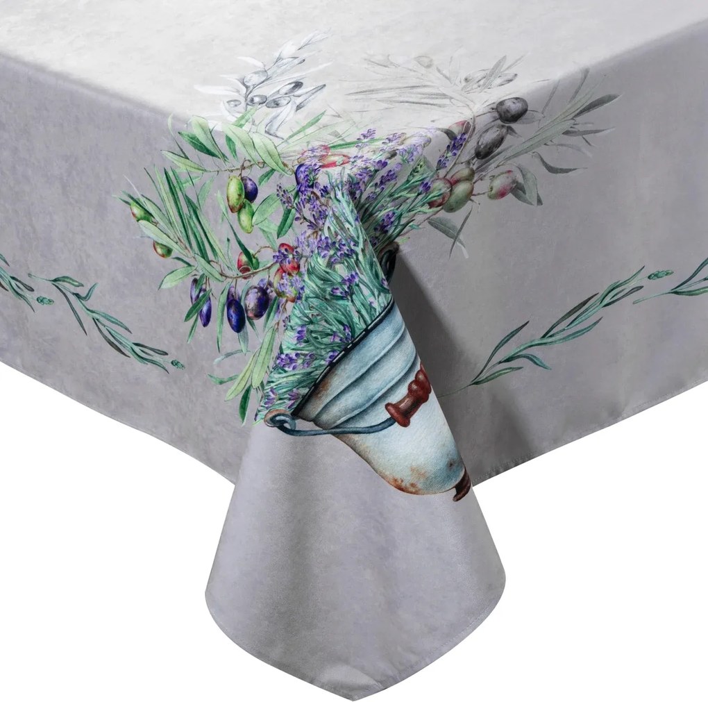 Abrosz dekoratív SUMMER1 140x180 világosszürke lila levendula csokrok