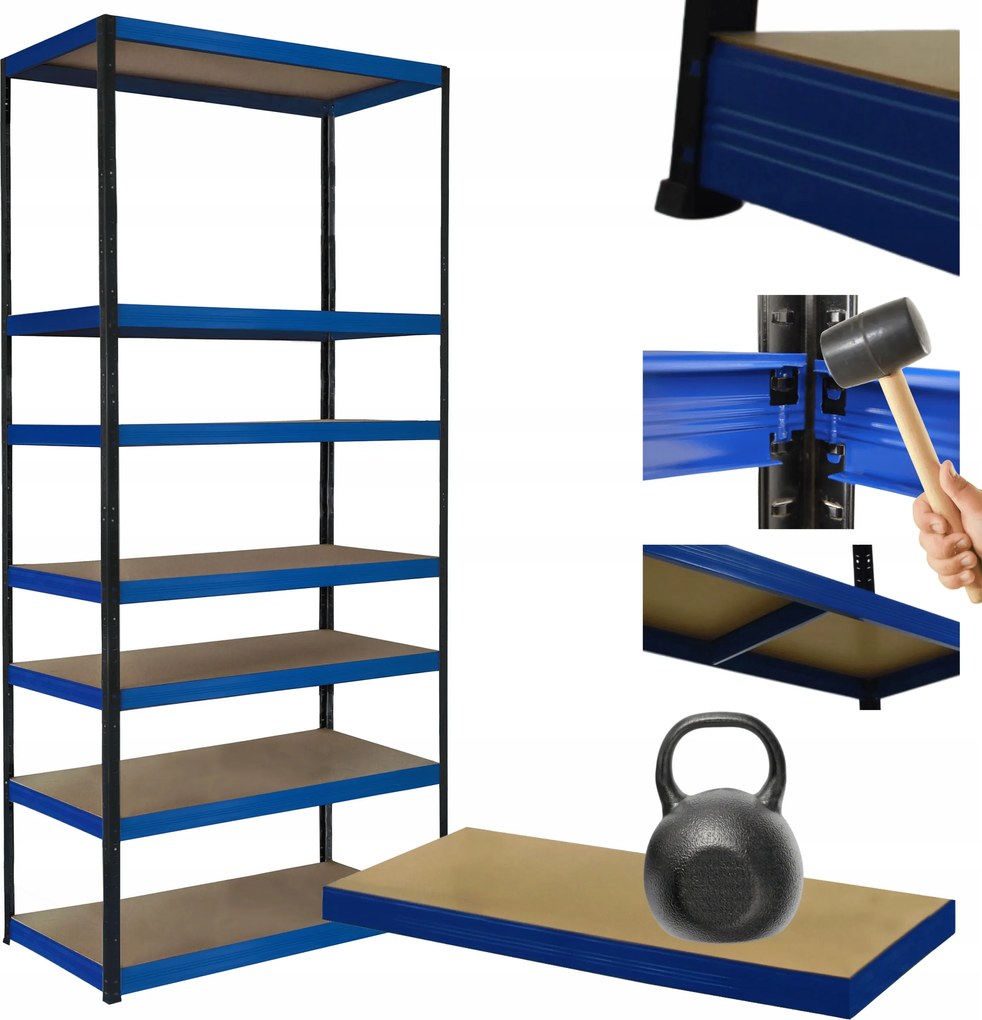 Tárolószekrény fém állvány Helios 270x120x30cm 7Px175kg Tartós Magas