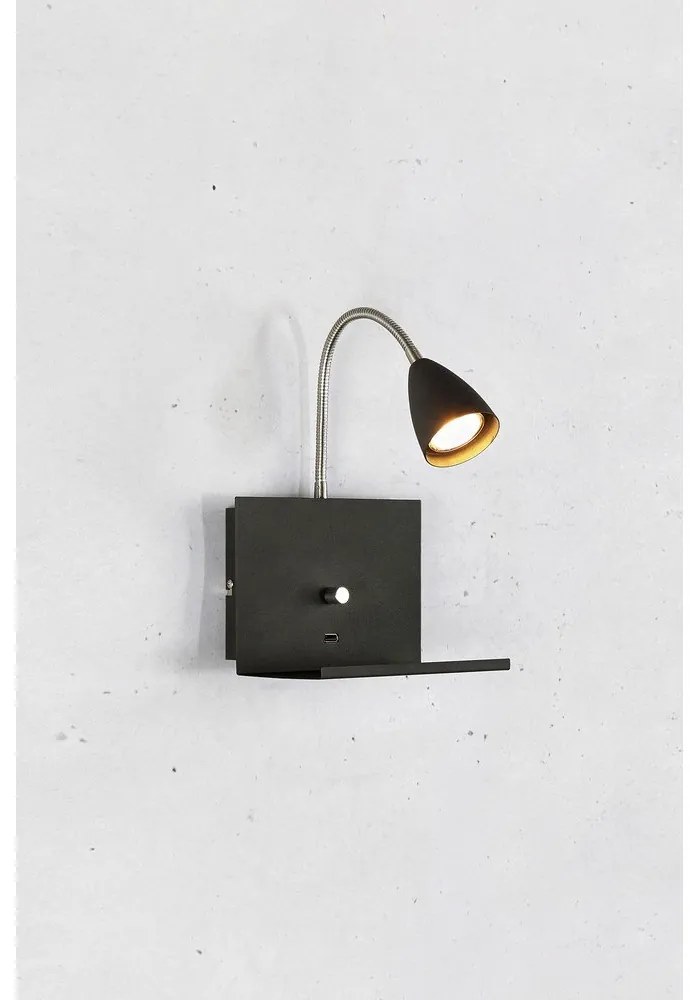 Fekete fali lámpa ø 6,5 cm Logi – Markslöjd