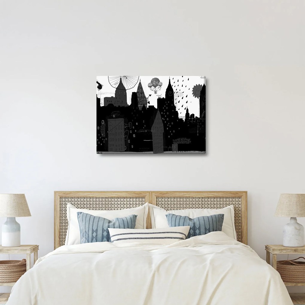 Kép - Város feliratokkal és mintákkal (70x50 cm)