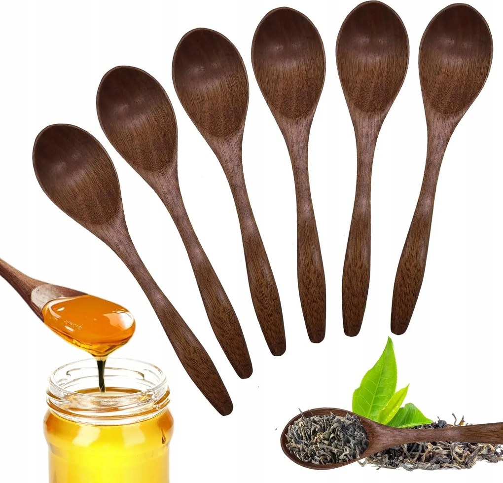 Fából készült kávé- és teáskanál 6 db