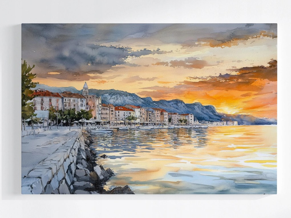 Vászonkép Canvas Tájkép Horvátország Naplemente Város 120x80