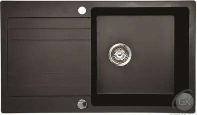 RIVA 1B 1D 860x500 gránit mosogató METÁL FEKETE GRANMASTER
