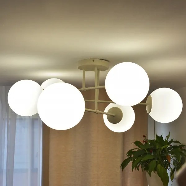 MOON felületre szerelhető csillár 6xE27/15W/230V krémszínű