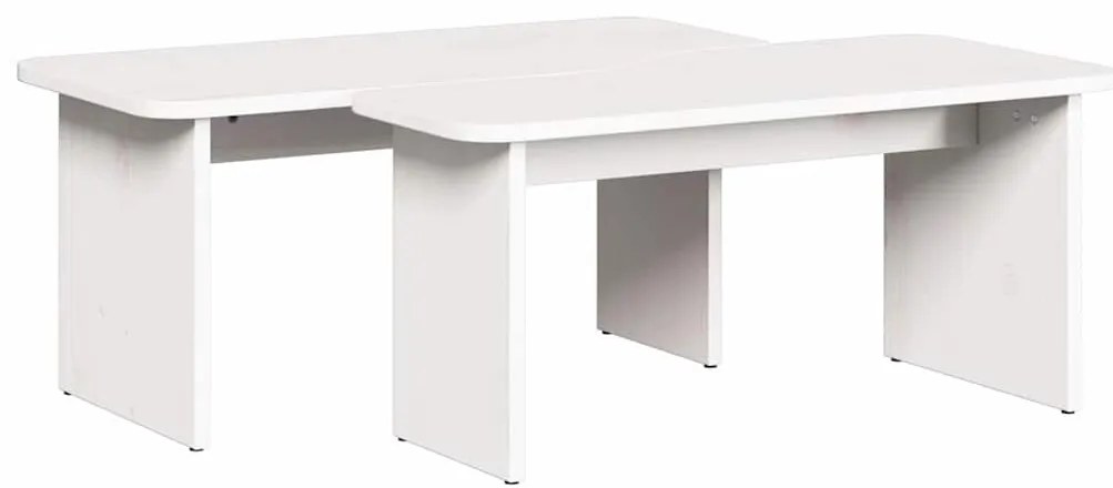 Dohányzóasztal 2 pcs Fehér 100 x 69 x 35.5 cm Tömör fenyőfa