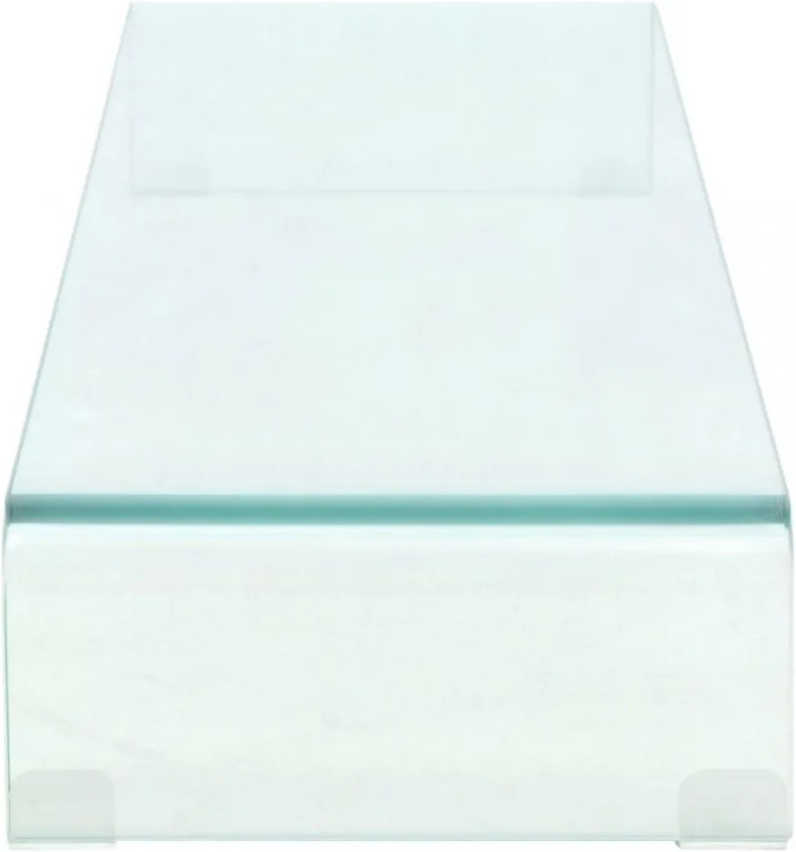 Átlátszó üveg TV/monitor állvány 120x30x13 cm